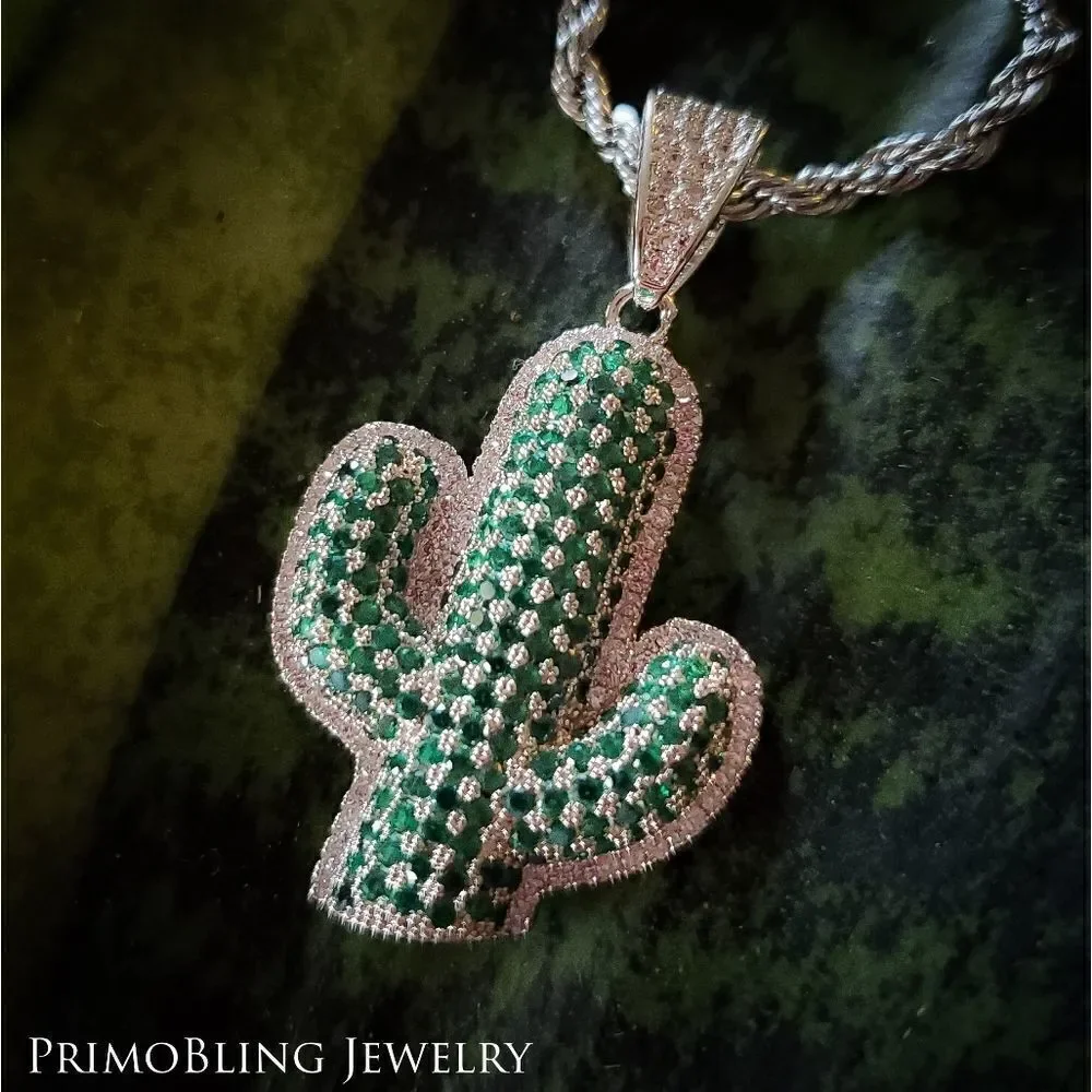 Iced Out Cactus Necklace